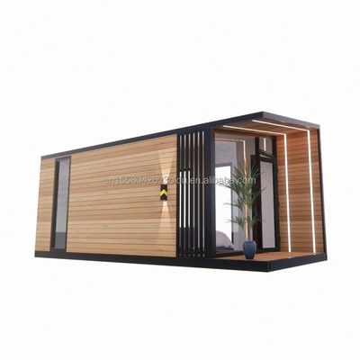 20 Feet Prefabricated Container House with Steel Frame Aluminum Alloy Windows Wooden Glass House and Galvanized Steel Bending