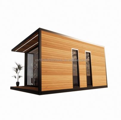 20 Feet Prefabricated Container House with Steel Frame Aluminum Alloy Windows Wooden Glass House and Galvanized Steel Bending