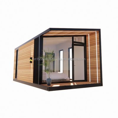 20 Feet Prefabricated Container House with Steel Frame Aluminum Alloy Windows Wooden Glass House and Galvanized Steel Bending