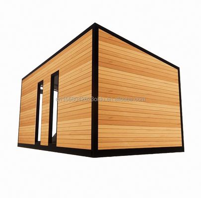 20 Feet Prefabricated Container House with Steel Frame Aluminum Alloy Windows Wooden Glass House and Galvanized Steel Bending