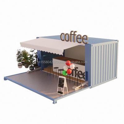50/75/100mm Wave Sandwich Panel Wall Luxury 20ft Foldable Container House for Coffee Shop/Container Cafe/Container Bar