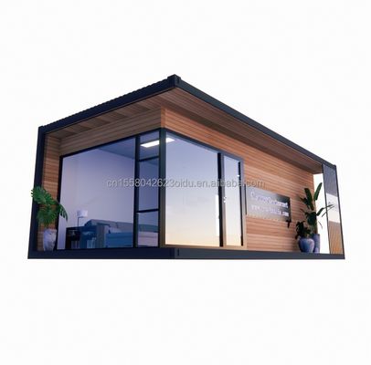 Container House Prefabricated Casas Wooden Glass Sunroom House with Galvanized Steel Square Tubes
