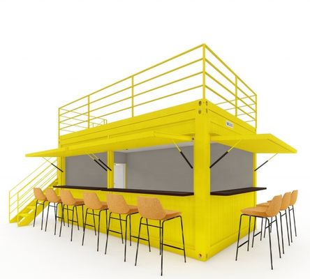 Galvanized Steel Square Tubes Steel Coffee Shop Container Modern 20ft Prefabricated Container Bar for Outdoor