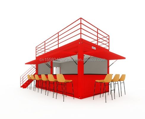 Galvanized Steel Square Tubes Steel Coffee Shop Container Modern 20ft Prefabricated Container Bar for Outdoor