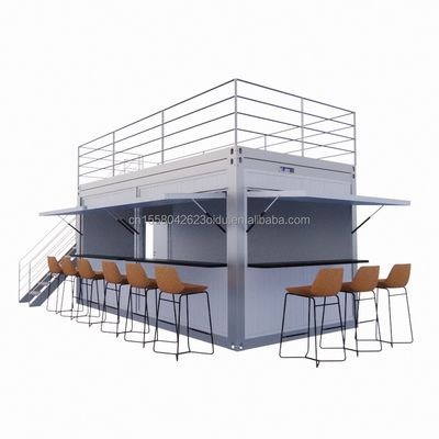 Galvanized Steel Square Tubes Steel Coffee Shop Container Modern 20ft Prefabricated Container Bar for Outdoor