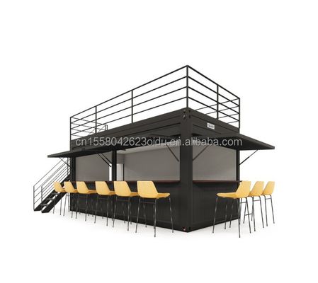 Galvanized Steel Square Tubes Steel Coffee Shop Container Modern 20ft Prefabricated Container Bar for Outdoor