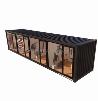Steel Frame Galvanized Steel Bending 180g Chinese Design Style EU 40ft Prefabricated Houses for Modern Clothes Store Shop