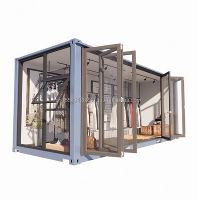 Customized Color Steel Frame 20ft Prefab Container Clothing Store Kiosk Booth Mobile Shop with Galvanized Steel Bending