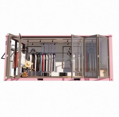 Customized Color Steel Frame 20ft Prefab Container Clothing Store Kiosk Booth Mobile Shop with Galvanized Steel Bending