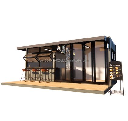 Shop 20ft Prefabricated Container Bar with 50/75/100mm Wave Sandwich Panel Walls Portable and Easy to Set Up