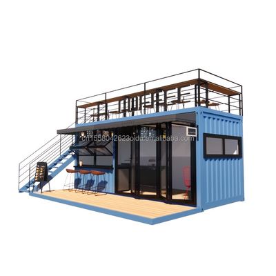 EU 20ft Food Stall Second Floor Container Coffee Shop Constructed with Galvanized Steel Square Tubes and Steel Structure