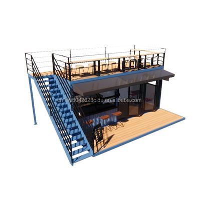 EU 20ft Food Stall Second Floor Container Coffee Shop Constructed with Galvanized Steel Square Tubes and Steel Structure