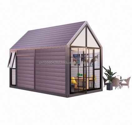Triangular log house 20ft Folding Shipping wood house with 100mm Wave Sandwich Panel Walls and Aluminum Alloy Windows