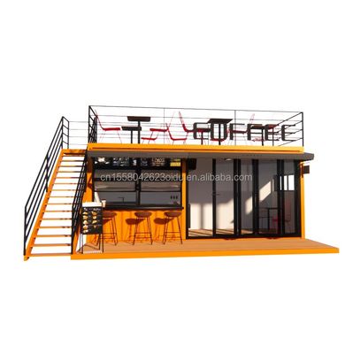EU 20ft Food Stall Second Floor Container Coffee Shop Constructed with Galvanized Steel Square Tubes and Steel Structure