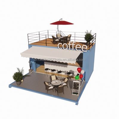 Mini 20 Foot Pop-Up Store with Modern Design and Sturdy Galvanized Steel Square Tubes Two Story Container Bar Stall