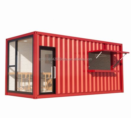 20ft Prefab Shipping Container Pop Up Coffee Shop Restaurant Mobile Container Bar with Modern Bathroom Design and Style