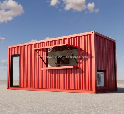 20ft Prefab Shipping Container Pop Up Coffee Shop Restaurant Mobile Container Bar with Modern Bathroom Design and Style