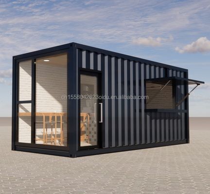 20ft Prefab Shipping Container Pop Up Coffee Shop Restaurant Mobile Container Bar with Modern Bathroom Design and Style