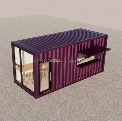 20ft Prefab Shipping Container Pop Up Coffee Shop Restaurant Mobile Container Bar with Modern Bathroom Design and Style