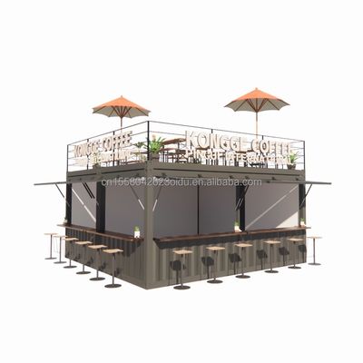 Prefabricated Pop up Container Restaurant Shop Street Food Kiosk with Galvanized Steel Square Tubes Design