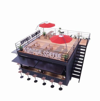Prefabricated Pop up Container Restaurant Shop Street Food Kiosk with Galvanized Steel Square Tubes Design