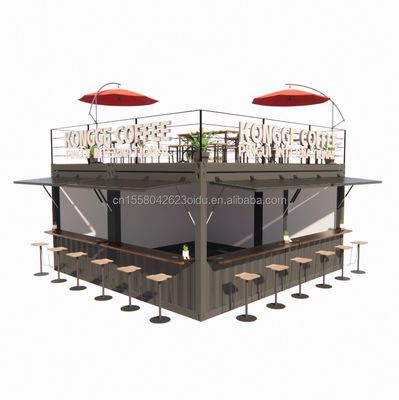 Prefabricated Pop up Container Restaurant Shop Street Food Kiosk with Galvanized Steel Square Tubes Design