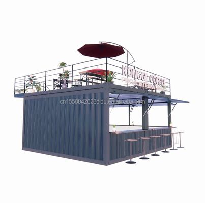Prefabricated Pop up Container Restaurant Shop Street Food Kiosk with Galvanized Steel Square Tubes Design