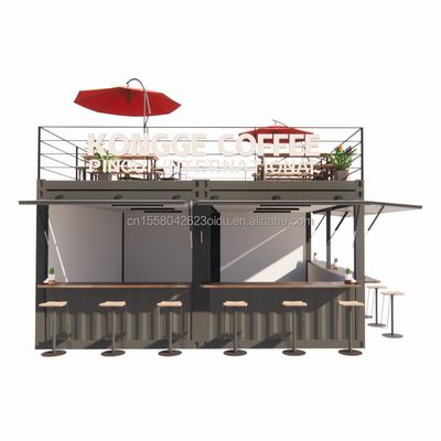 Prefabricated Pop up Container Restaurant Shop Street Food Kiosk with Galvanized Steel Square Tubes Design