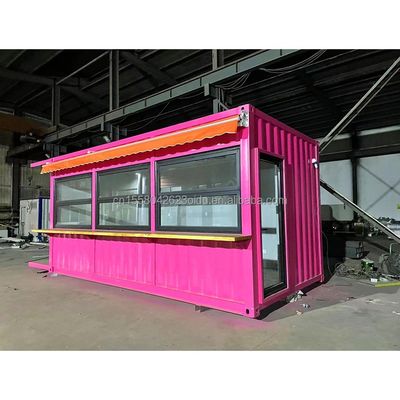 20ft Flat Mobile Container Shop Store Coffee Retail Stall featuring 50mm Wave Sandwich Panel Wall for in Hotel