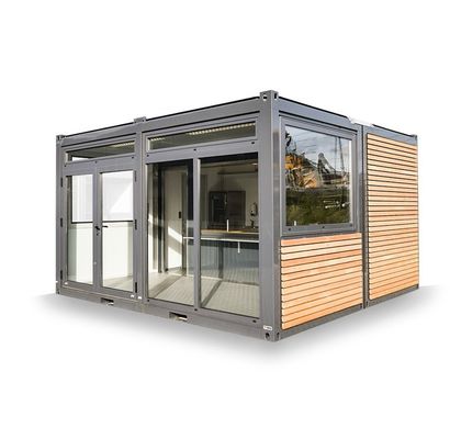 20ft Container Store Wood Grain Metal Frame Hotel Mobile House with Galvanized Steel Square Tubes and Flat Packaging