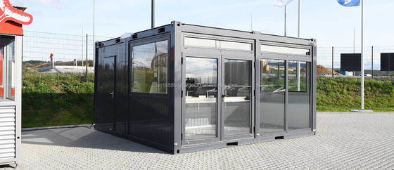 20ft Container Store Wood Grain Metal Frame Hotel Mobile House with Galvanized Steel Square Tubes and Flat Packaging