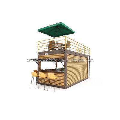 20 Foot Container Coffee Bar Portable Prefabricated Store with Container Design and 50/75/100mm Wave Sandwich Panel Walls