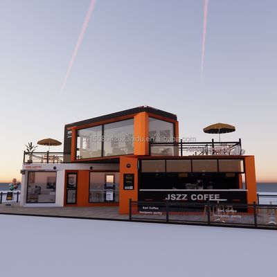 Modified Shipping Container Shop House Container Coffee Shop with Galvanized Steel Square Tubes