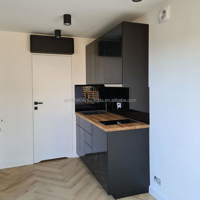 One Bedroom Hotel Black Shipping Container House Steel Door Luxury 20ft Prefabricated Wooden Houses with Kitchen and Bathroom