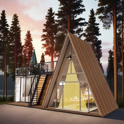 Hotel Resort Prefab Container House with One Bed Bathroom Kitchen and Sandwich Panel Door in Modern Triangular Shape