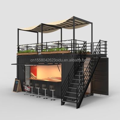 Container Cafe with Kitchen 20ft Steel Frame Galvanized Steel Bending 180g Restaurant Bathroom Included