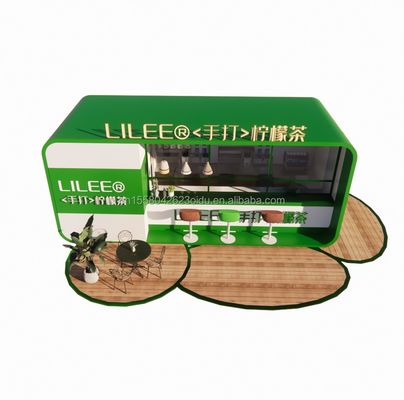 Modular Prefab Shipping Container Restaurant 20ft Coffee Bar with Galvanized Steel Square Tubes Steel Frame