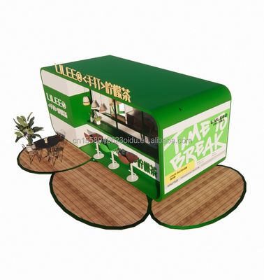 Modular Prefab Shipping Container Restaurant 20ft Coffee Bar with Galvanized Steel Square Tubes Steel Frame