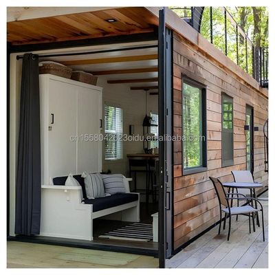 20ft Prefabricated Wooden House Steel Frame Tiny Home for Forest Residential Container Mobile Prefabricated Houses Sale