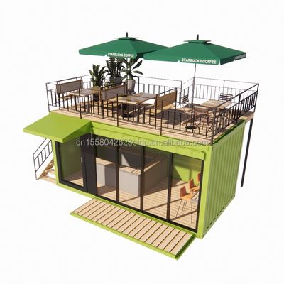 Bathroom 20ft Portable Kiosk Modified Prefab Modular Coffee Shop Shipping Container Bar Tiny House in Modern Design Style