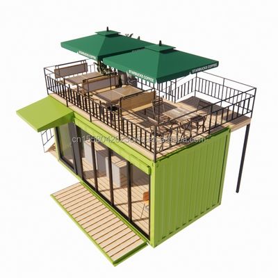 Bathroom 20ft Portable Kiosk Modified Prefab Modular Coffee Shop Shipping Container Bar Tiny House in Modern Design Style