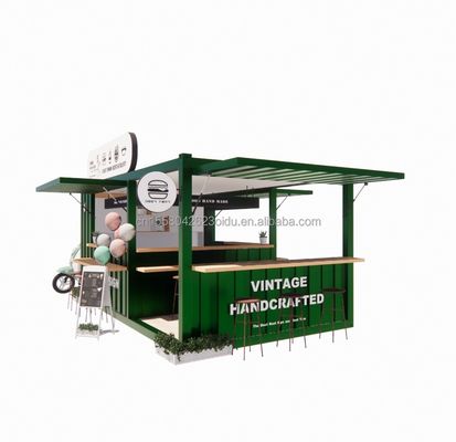 20ft or 40ft Steel Frame Extendable Mobile Coffee Bar Pop Up Shipping Container Shop with Galvanized Steel Bending