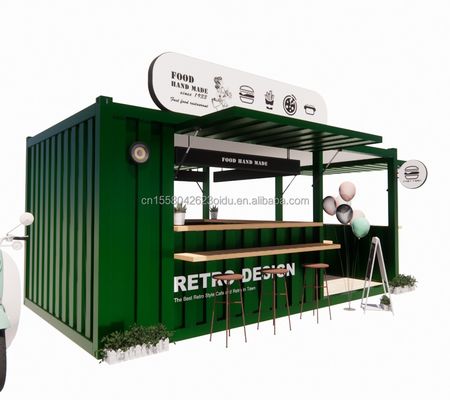 20ft or 40ft Steel Frame Extendable Mobile Coffee Bar Pop Up Shipping Container Shop with Galvanized Steel Bending