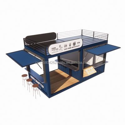 20ft or 40ft Steel Frame Extendable Mobile Coffee Bar Pop Up Shipping Container Shop with Galvanized Steel Bending