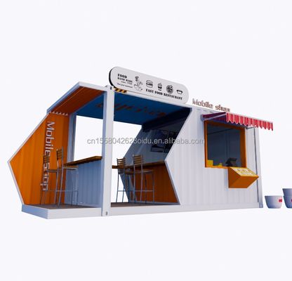 20ft or 40ft Steel Frame Extendable Mobile Coffee Bar Pop Up Shipping Container Shop with Galvanized Steel Bending