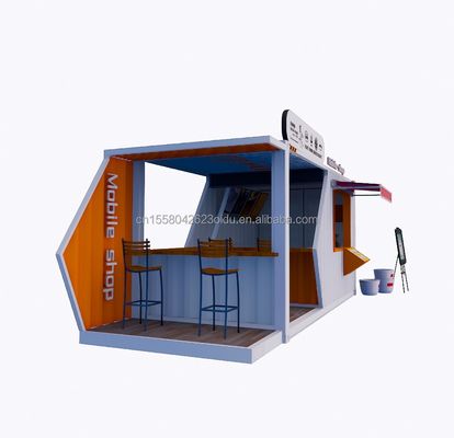 20ft or 40ft Steel Frame Extendable Mobile Coffee Bar Pop Up Shipping Container Shop with Galvanized Steel Bending