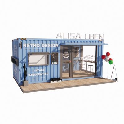 Galvanized Steel Square Tubes Container Houses 20ft Portable Kiosk Modified Prefab Modular Coffee Shop Shipping Container Bar