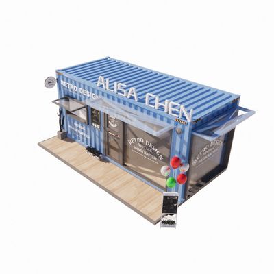 Galvanized Steel Square Tubes Container Houses 20ft Portable Kiosk Modified Prefab Modular Coffee Shop Shipping Container Bar