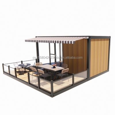 Shop 20ft Mobile Restaurant and Bar 10ft 20ft Shipping Wooden Container Kitchen Galvanized Steel Bending 180g Steel frame