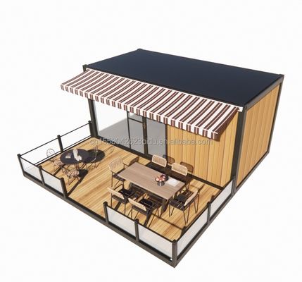Shop 20ft Mobile Restaurant and Bar 10ft 20ft Shipping Wooden Container Kitchen Galvanized Steel Bending 180g Steel frame